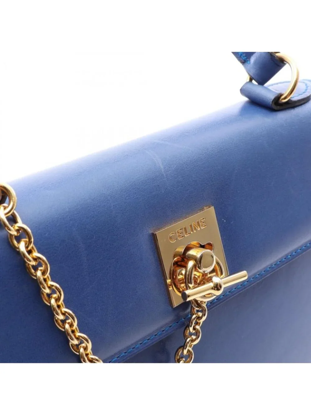 Celine Handbag Blue Leather Gancini